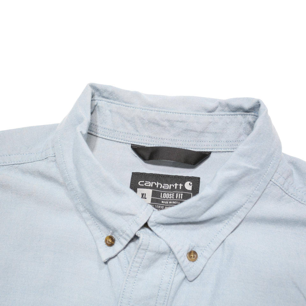 CARHARTT Mens Light Blue Cotton Blend Shirt XL Short Sleeve Button Pocket