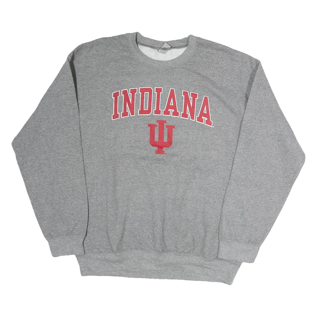 GILDAN Womens Grey Indiana Crew Neck L Cotton Sweatshirt Pullover Casual