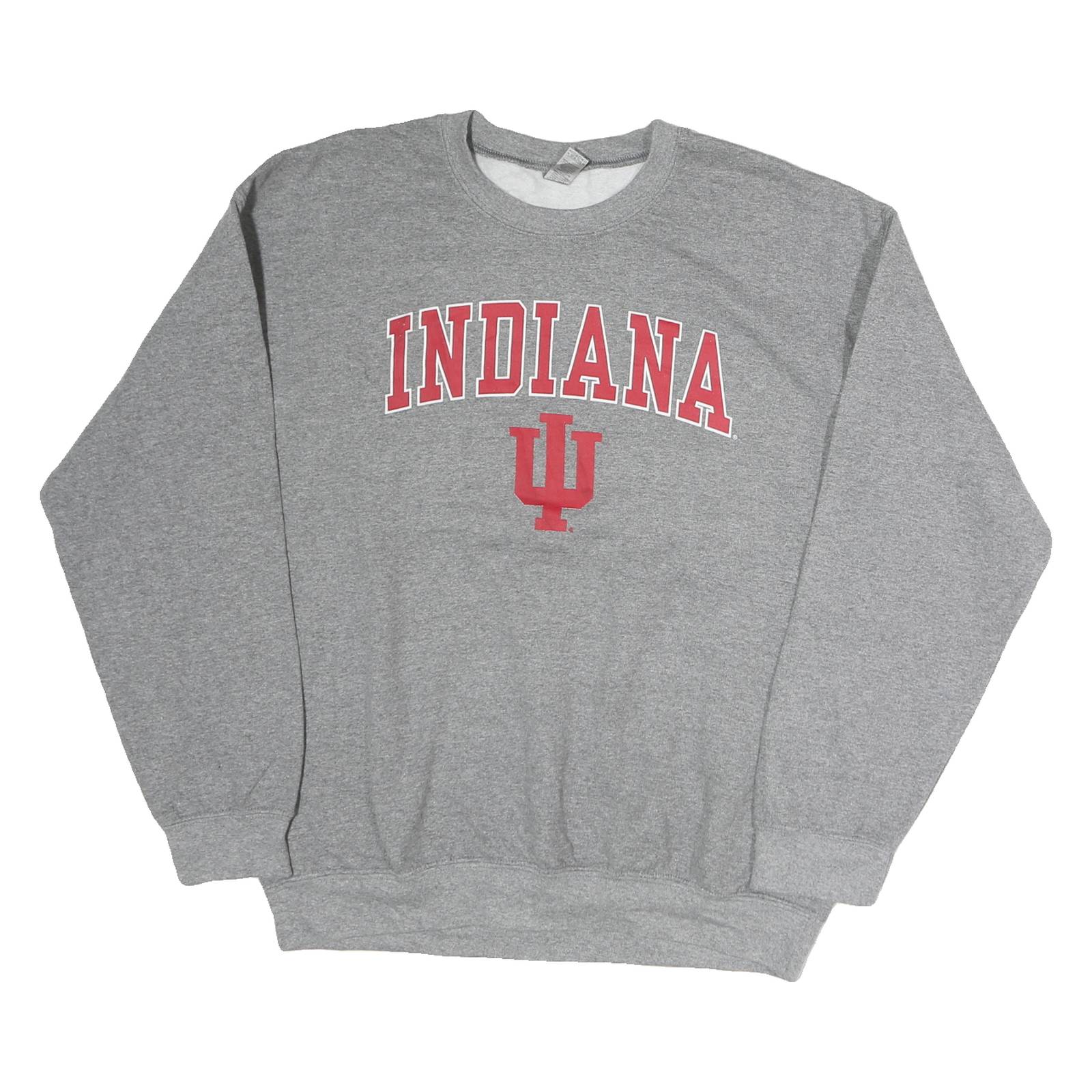 GILDAN Womens Grey Indiana Crew Neck L Cotton Sweatshirt Pullover Casual