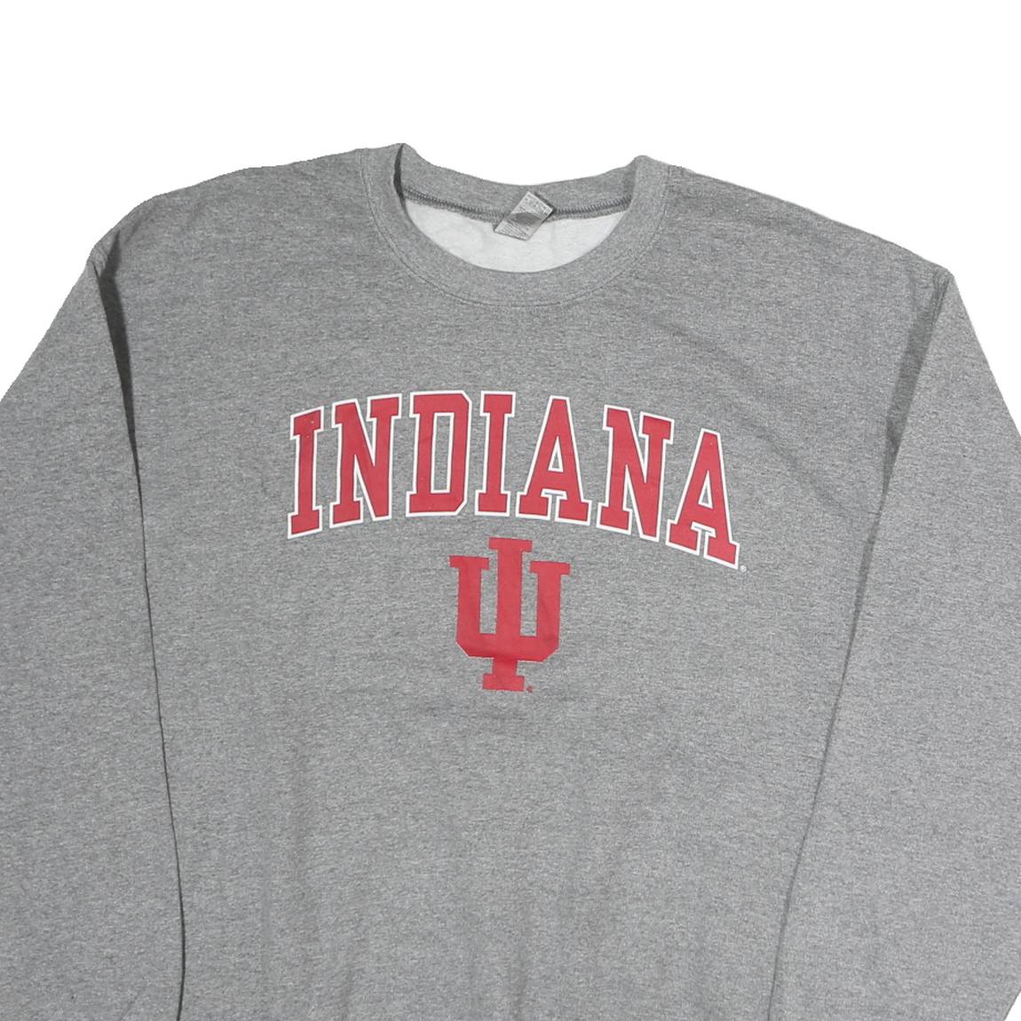 GILDAN Womens Grey Indiana Crew Neck L Cotton Sweatshirt Pullover Casual