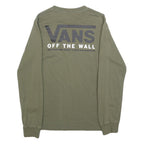 VANS Mens Green Long Sleeve Crew Neck Logo T-Shirt XS Off The Wall Cotton Blend