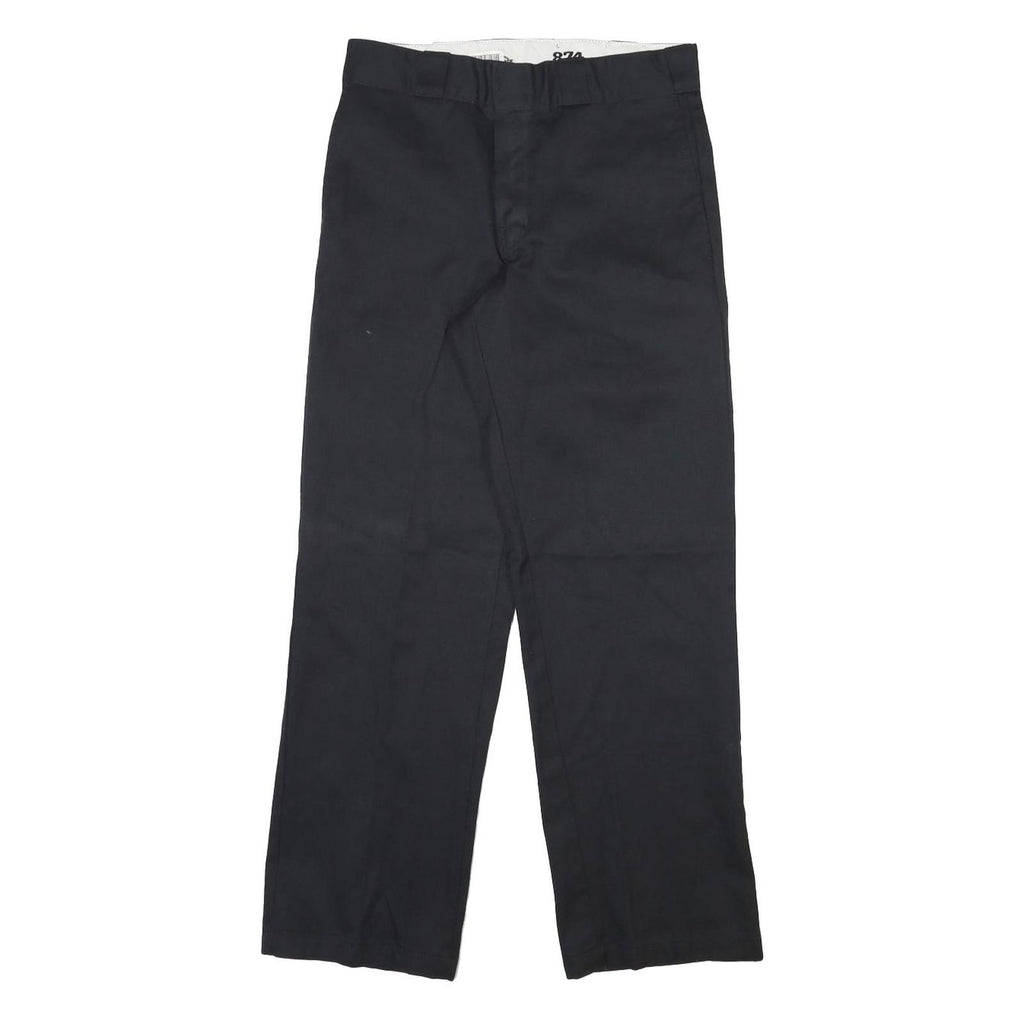 DICKIES Mens Cotton Blend Black Regular Straight Trousers W30 L30 Workwear