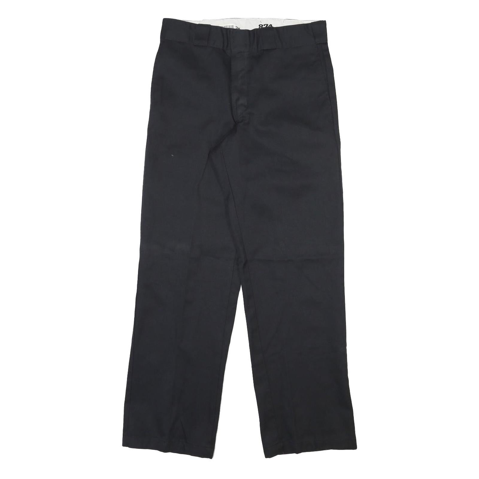 DICKIES Mens Cotton Blend Black Regular Straight Trousers W30 L30 Workwear