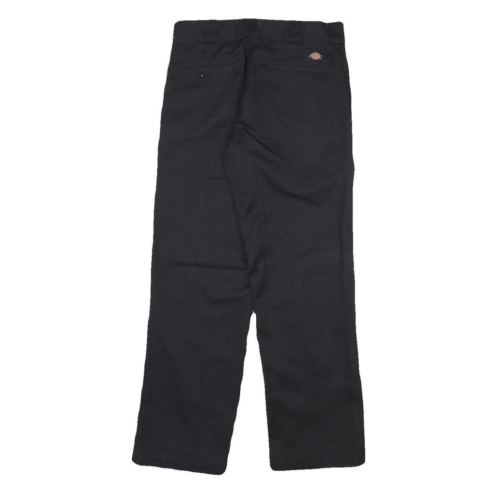 DICKIES Mens Cotton Blend Black Regular Straight Trousers W30 L30 Workwear