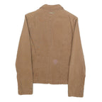 MARLBORO Womens Beige Brown Cotton Blend Button Jacket M Woven Embroidered