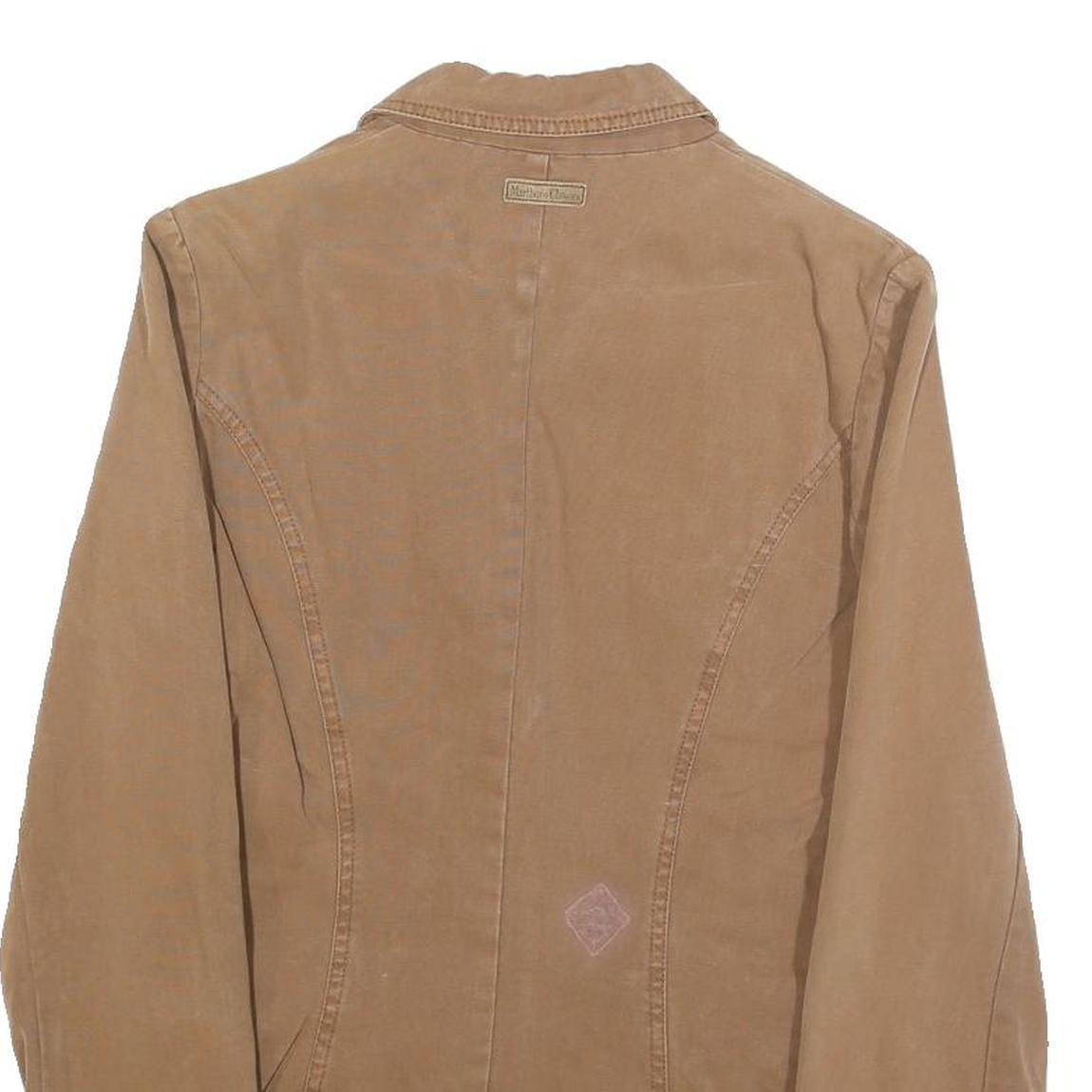 MARLBORO Womens Beige Brown Cotton Blend Button Jacket M Woven Embroidered