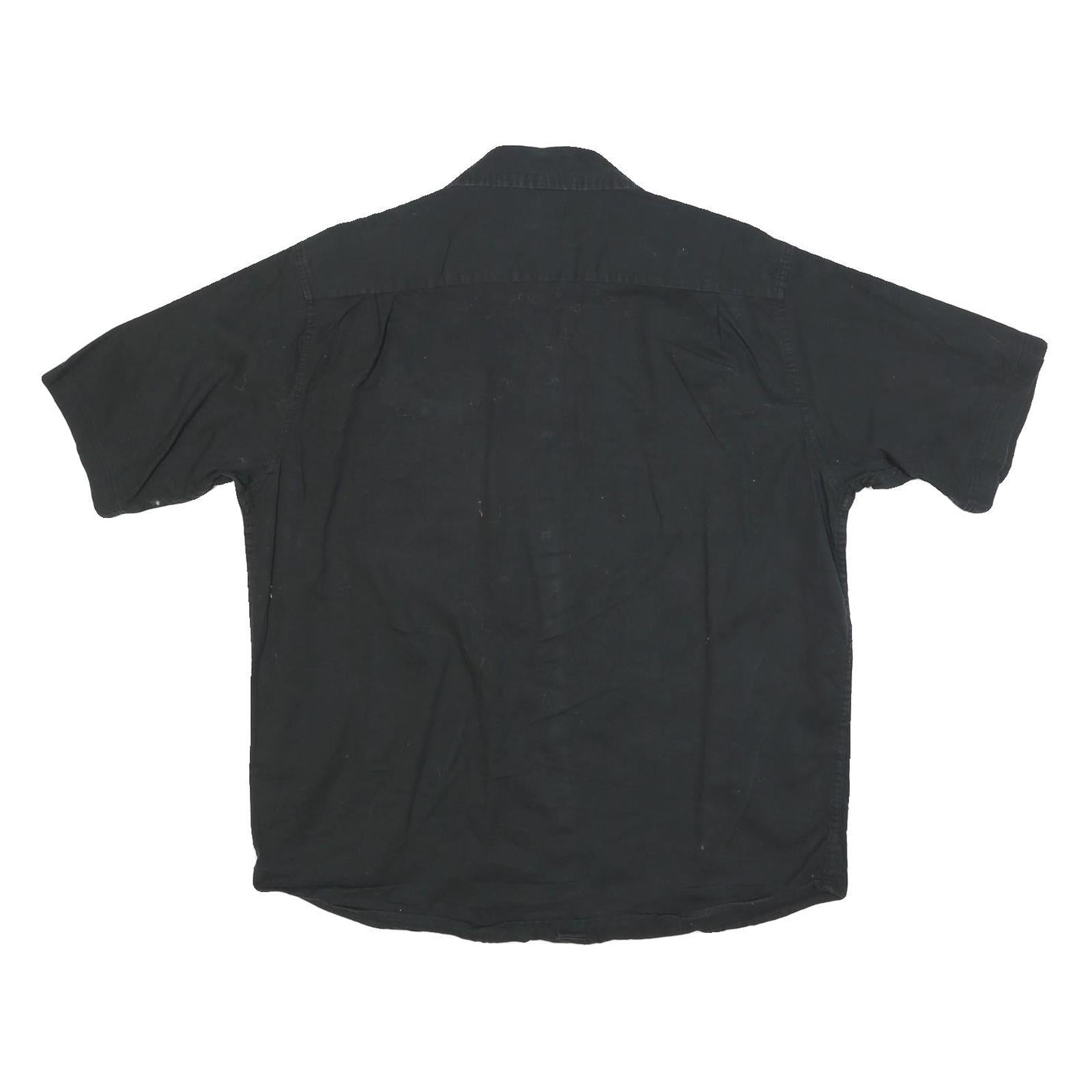 WRANGLER Mens Black Casual Cotton Blend Shirt L Short Sleeve Button Pocket