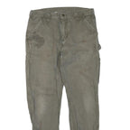 CARHARTT Mens Grey Cotton Blend Straight Trousers W34 L32 Regular Fit Workwear
