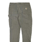CARHARTT Mens Grey Cotton Blend Straight Trousers W34 L32 Regular Fit Workwear