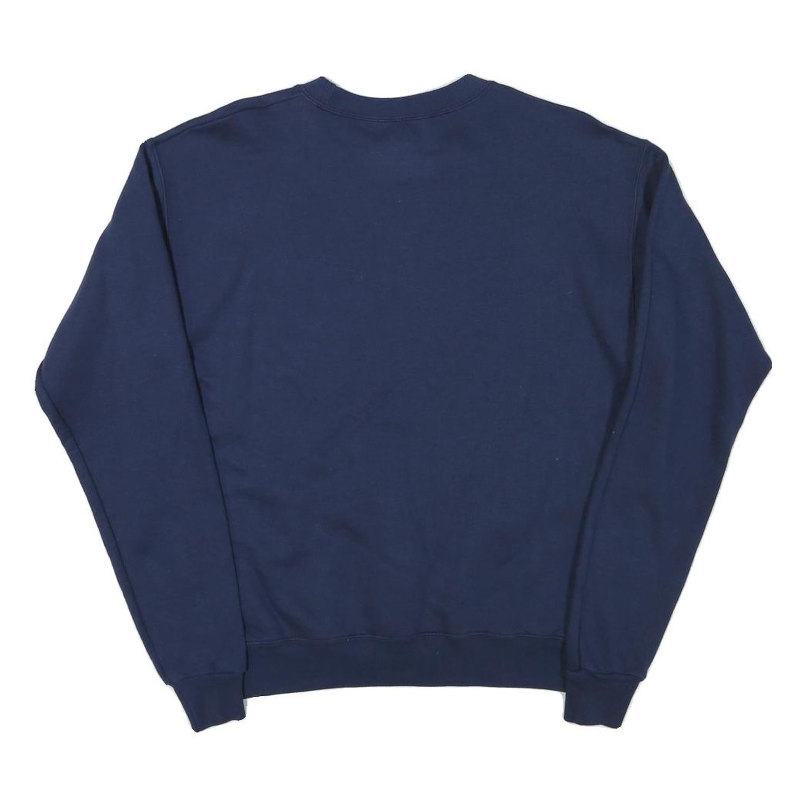 HANES Mens Navy Blue Sweatshirt Crew Neck S Plain Basic Pullover
