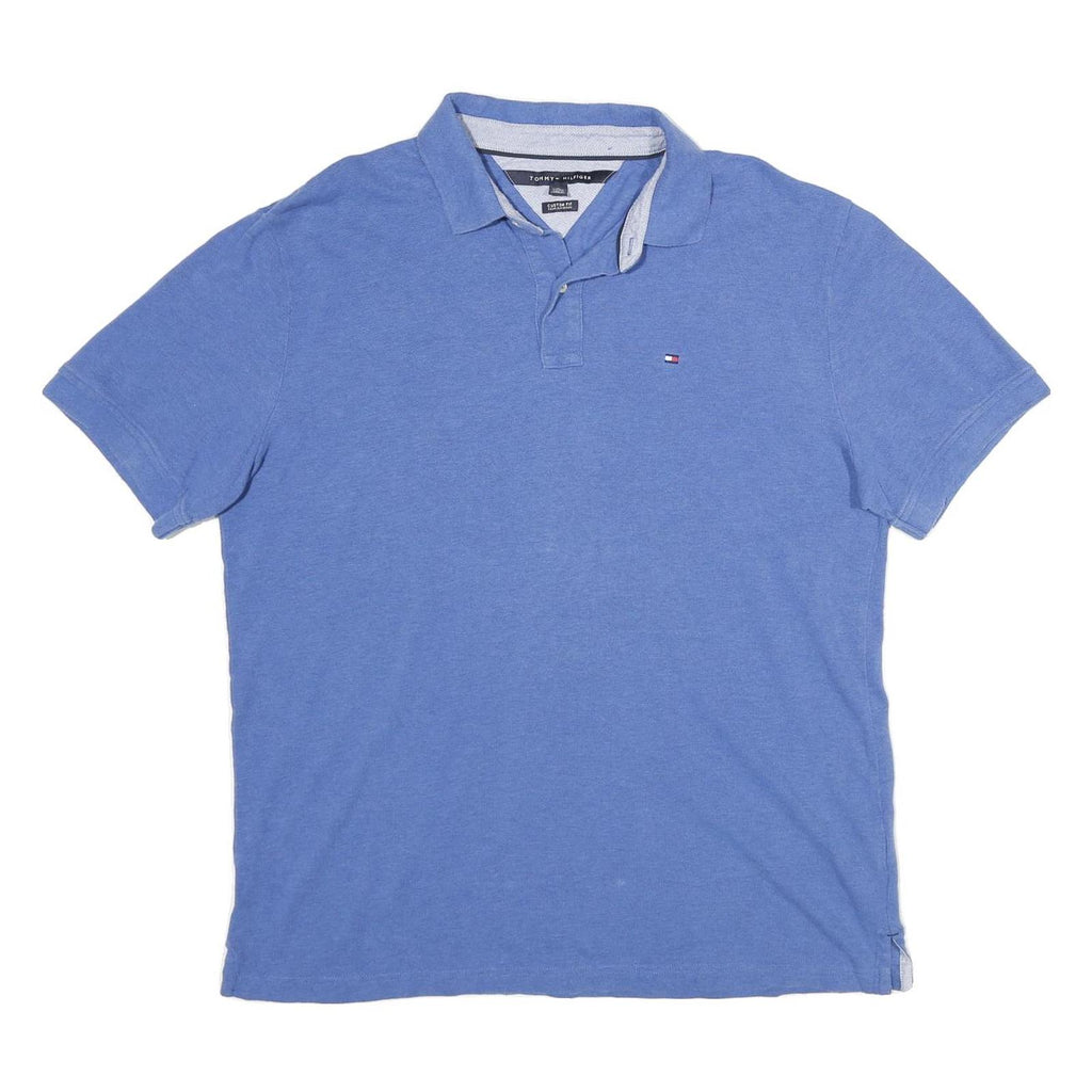 TOMMY HILFIGER Mens Blue Polo Shirt XL Cotton Short Sleeve Plain Sailing Cat