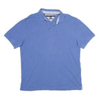 TOMMY HILFIGER Mens Blue Polo Shirt XL Cotton Short Sleeve Plain Sailing Cat