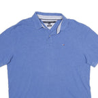 TOMMY HILFIGER Mens Blue Polo Shirt XL Cotton Short Sleeve Plain Sailing Cat