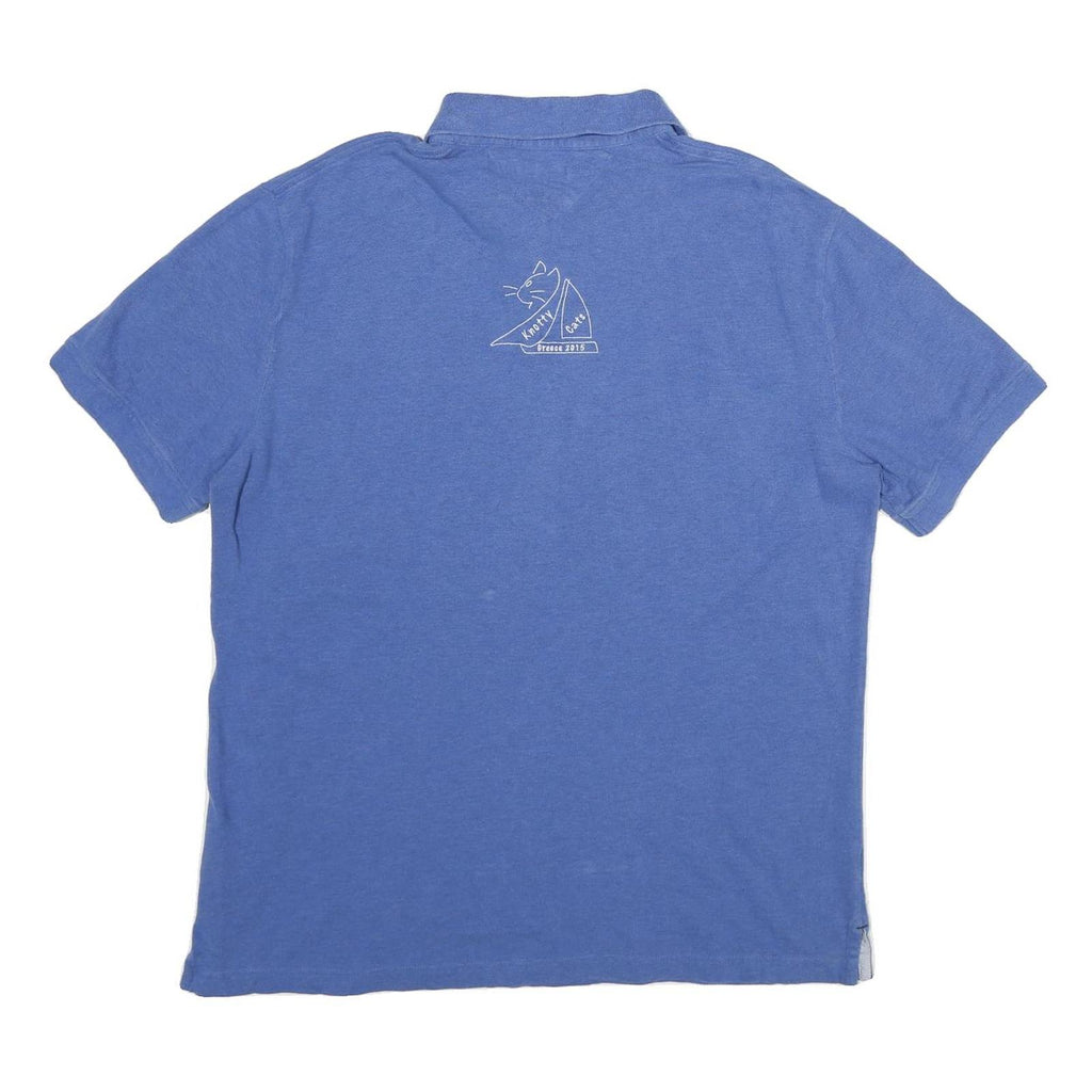 TOMMY HILFIGER Mens Blue Polo Shirt XL Cotton Short Sleeve Plain Sailing Cat
