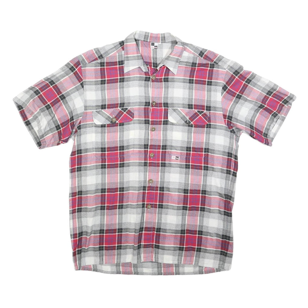 RACING Mens Red & Grey Check Shirt L Casual Cotton Blend Button Shirt