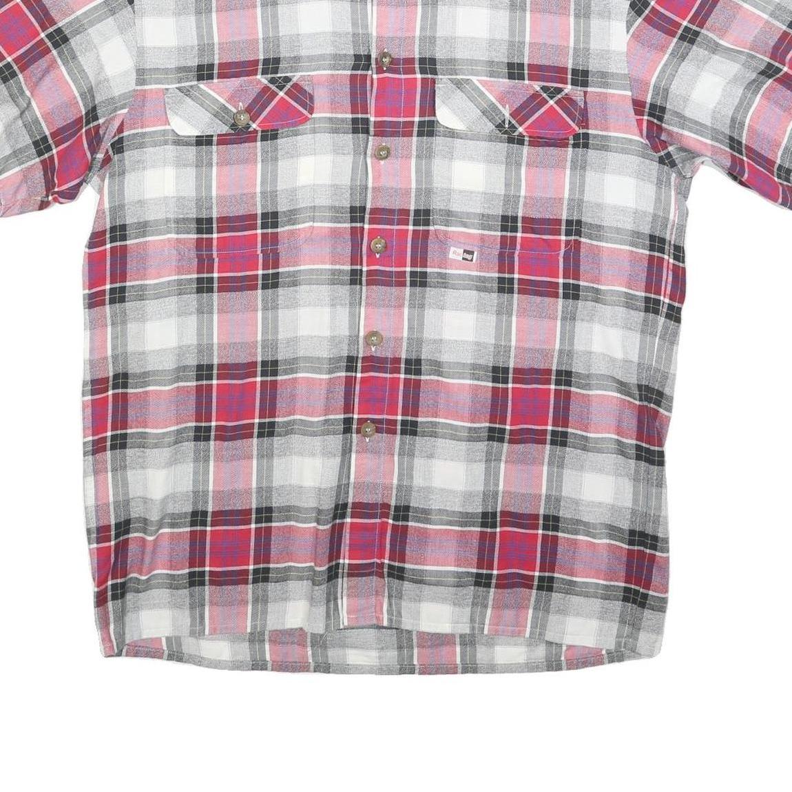 RACING Mens Red & Grey Check Shirt L Casual Cotton Blend Button Shirt