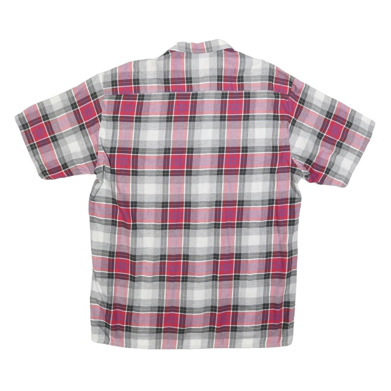RACING Mens Red & Grey Check Shirt L Casual Cotton Blend Button Shirt
