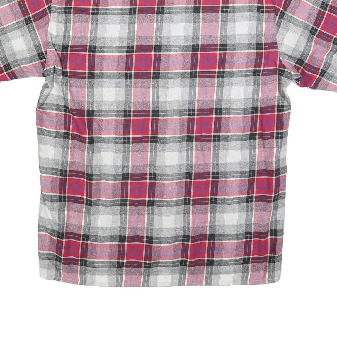 RACING Mens Red & Grey Check Shirt L Casual Cotton Blend Button Shirt
