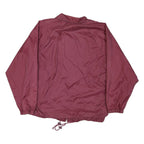 Mens Maroon Coach Nylon Jacket M Plain Lightweight Button Closure Long Sleeve