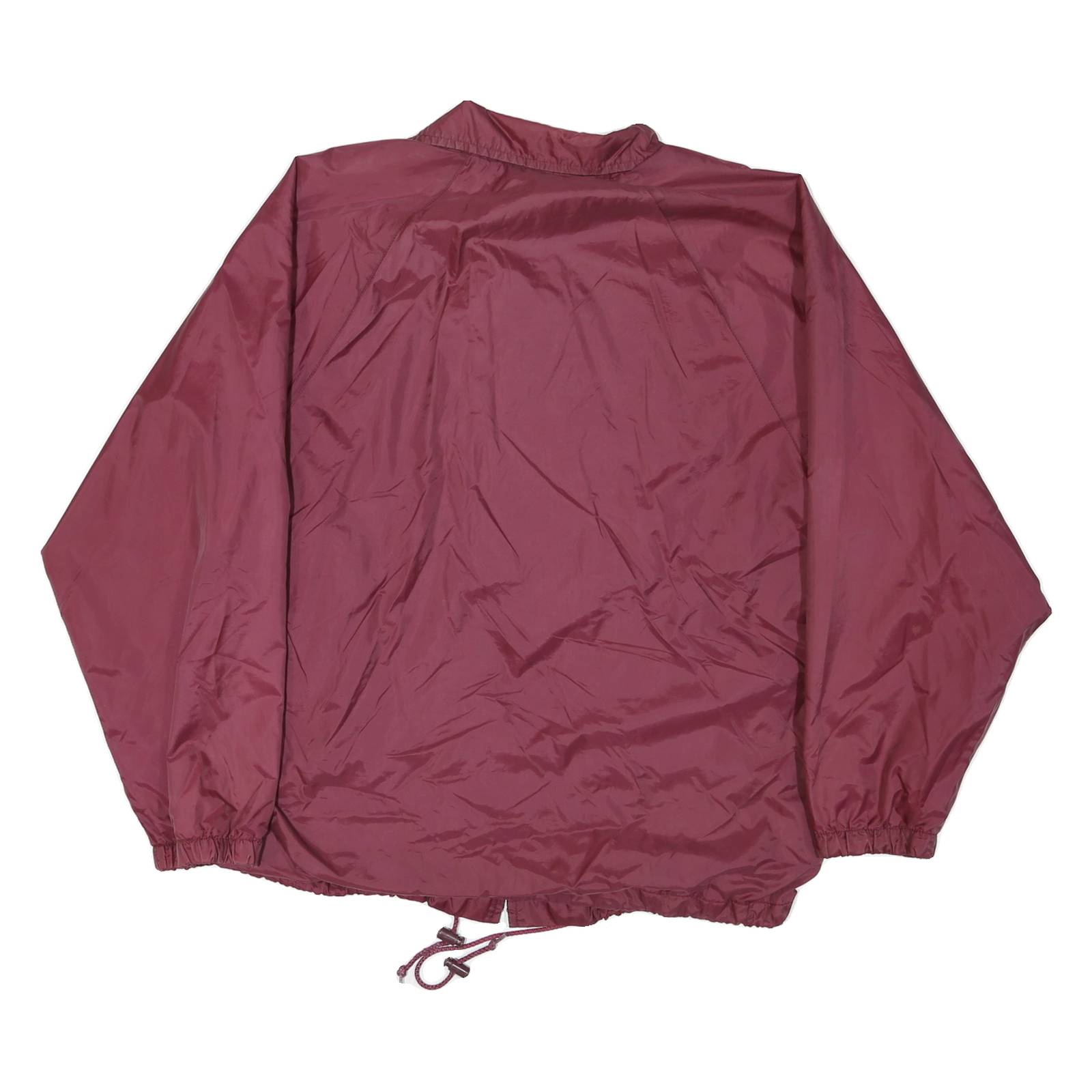 Mens Maroon Coach Nylon Jacket M Plain Lightweight Button Closure Long Sleeve