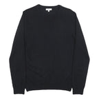 REISS Mens Black Plain Pullover Jumper Crew Neck Basic Knit S Wool Blend