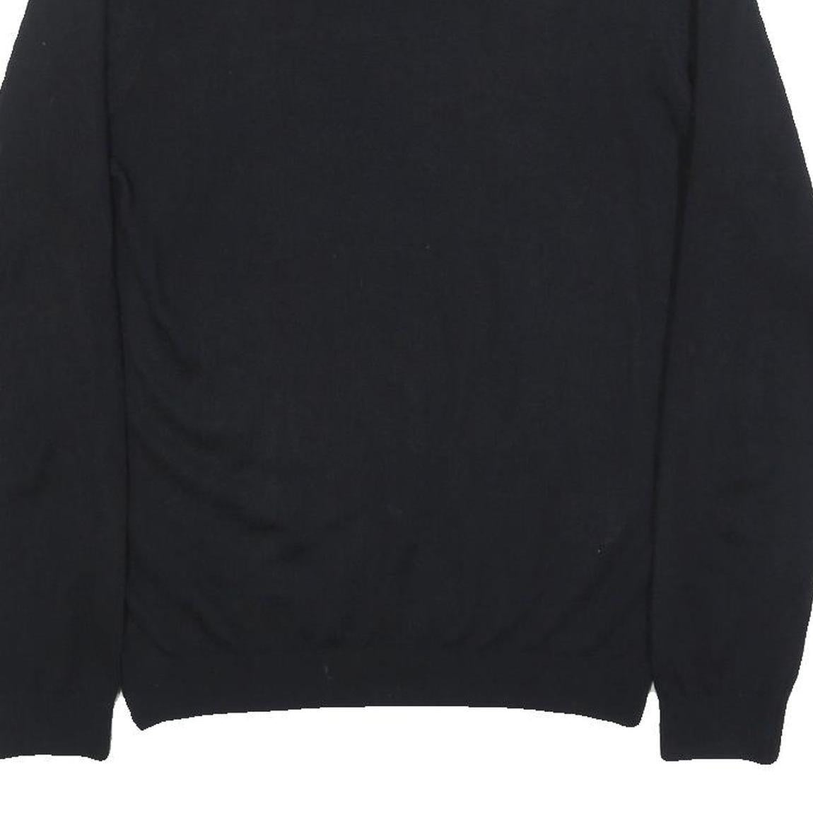 REISS Mens Black Plain Pullover Jumper Crew Neck Basic Knit S Wool Blend
