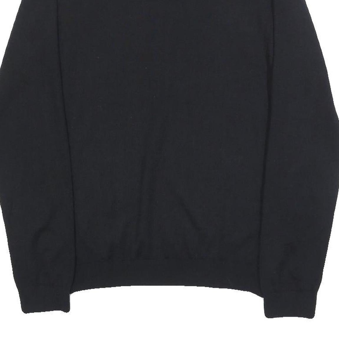 REISS Mens Black Plain Pullover Jumper Crew Neck Basic Knit S Wool Blend