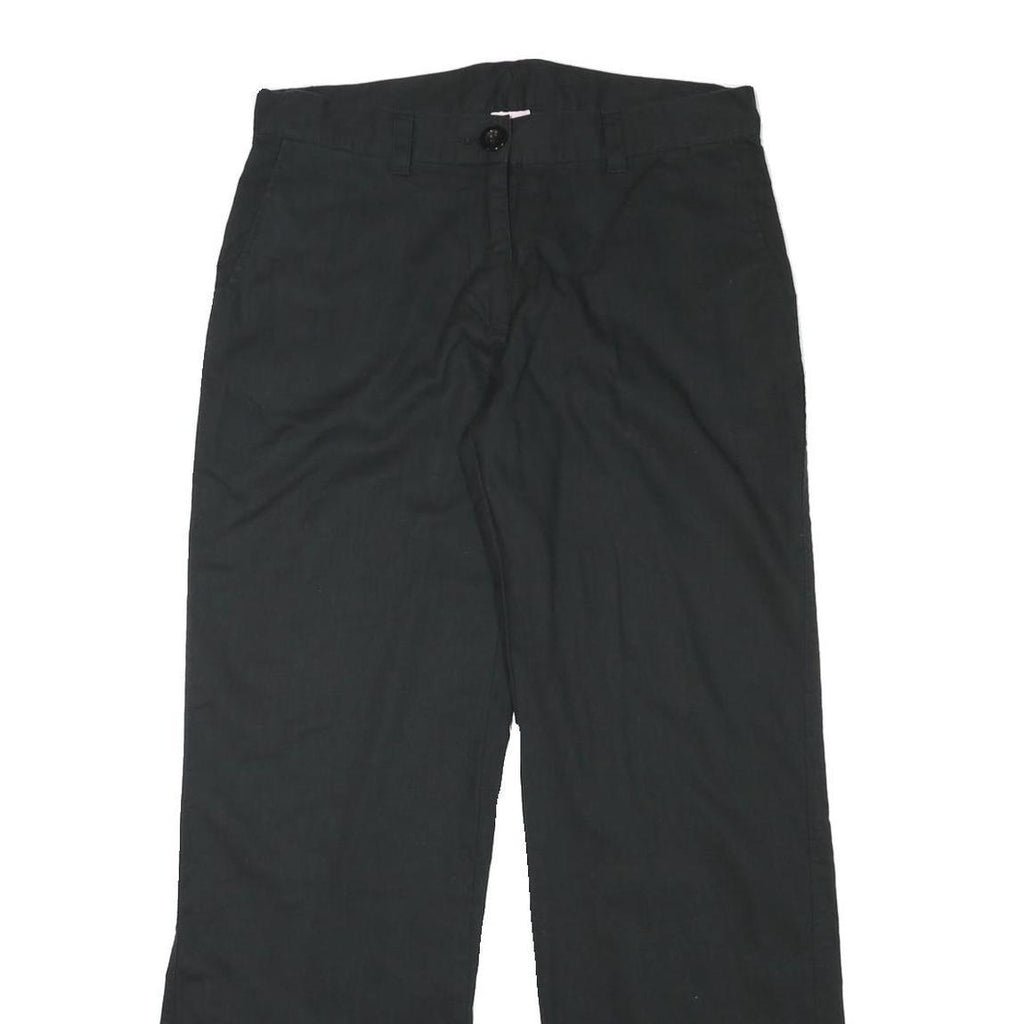 MOTION Womens Linen Blend Black Regular Fit Straight Leg Trousers W32 L31