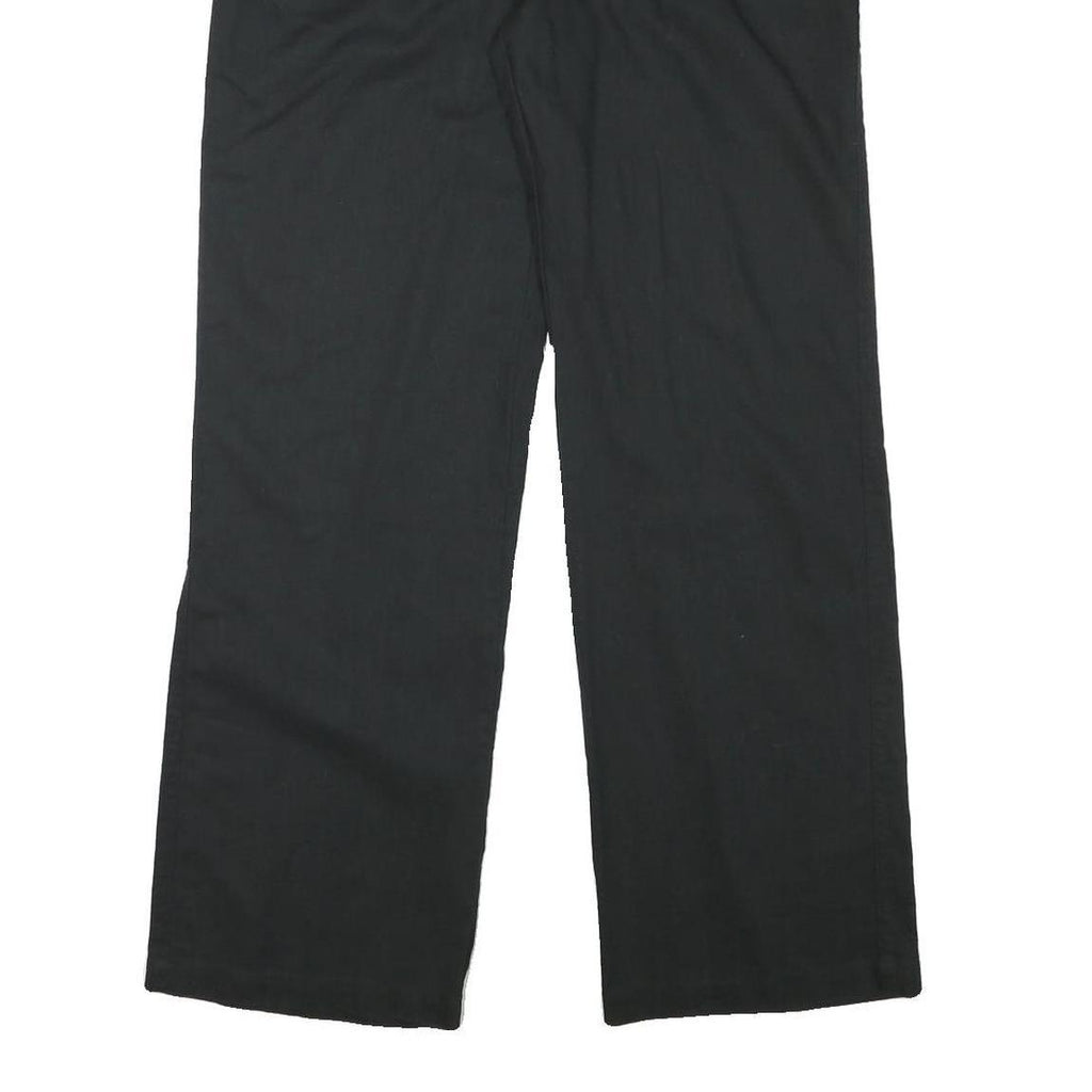 MOTION Womens Linen Blend Black Regular Fit Straight Leg Trousers W32 L31