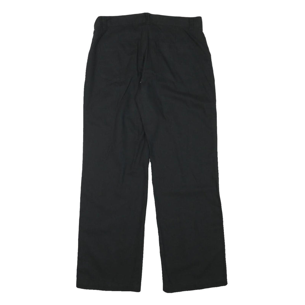 MOTION Womens Linen Blend Black Regular Fit Straight Leg Trousers W32 L31