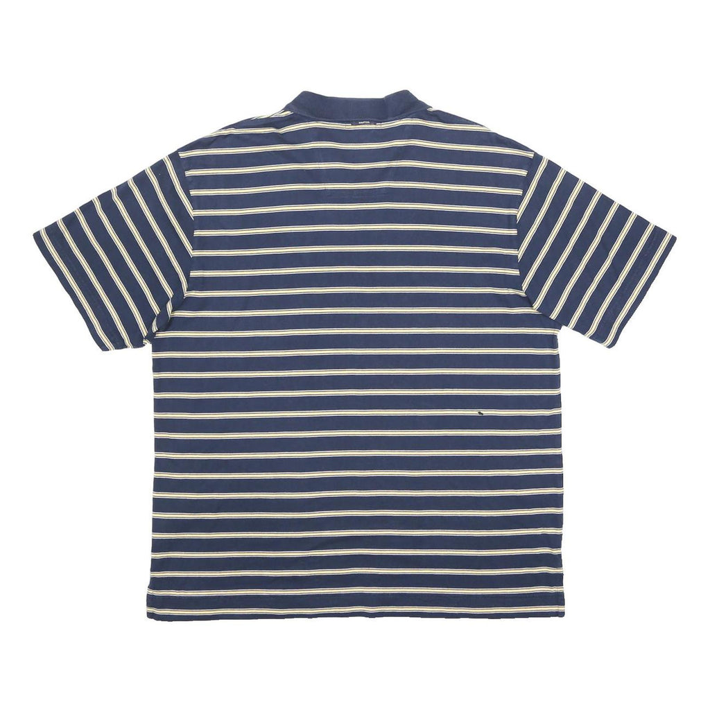 NAUTICA Mens Blue & Cream Striped Short Sleeve Polo Shirt XL Cotton Casual