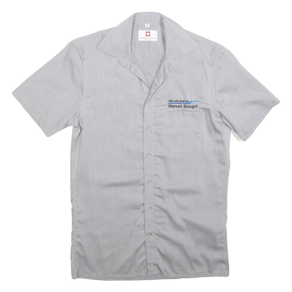 ENGELBERT STRAUSS Mens Grey Work Shirt S Manuel Bongni Logo Cotton Blend