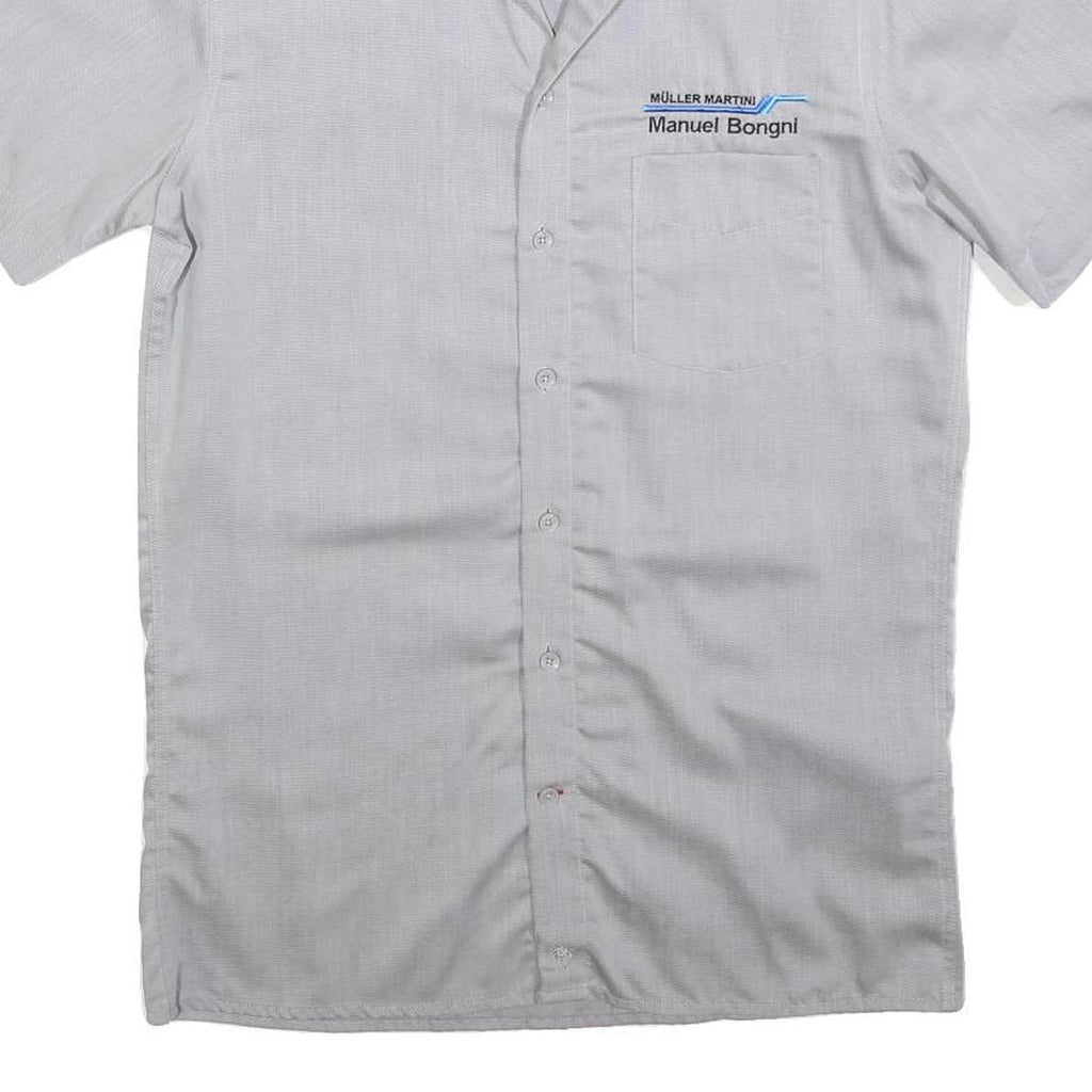 ENGELBERT STRAUSS Mens Grey Work Shirt S Manuel Bongni Logo Cotton Blend