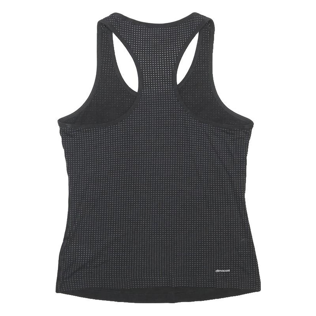 ADIDAS Womens Black Graphic Racerback T-Shirt S Cotton Blend Activewear