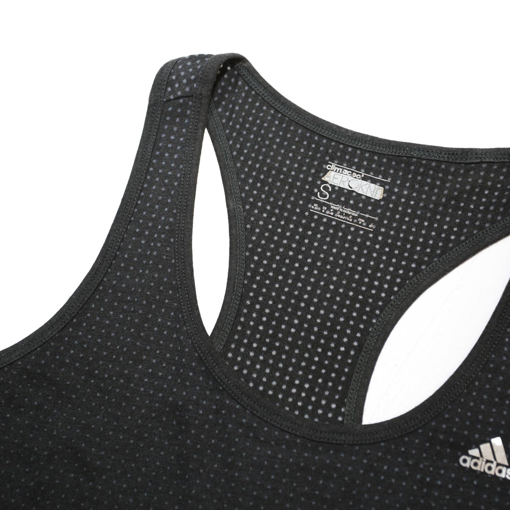 ADIDAS Womens Black Graphic Racerback T-Shirt S Cotton Blend Activewear