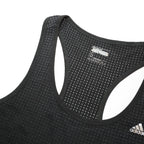 ADIDAS Womens Black Graphic Racerback T-Shirt S Cotton Blend Activewear