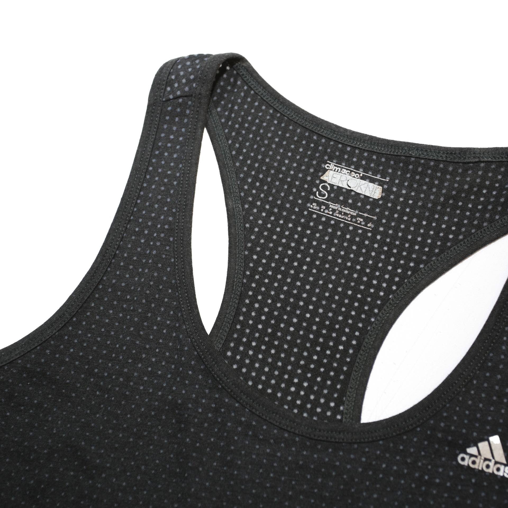 ADIDAS Womens Black Graphic Racerback T-Shirt S Cotton Blend Activewear