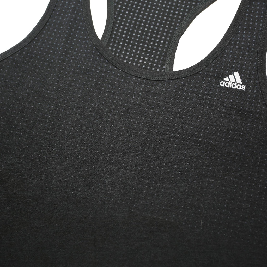 ADIDAS Womens Black Graphic Racerback T-Shirt S Cotton Blend Activewear