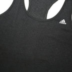 ADIDAS Womens Black Graphic Racerback T-Shirt S Cotton Blend Activewear