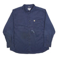 CARHARTT Mens Navy Blue Work Shirt 2XL Cotton Blend Durable Button-Down
