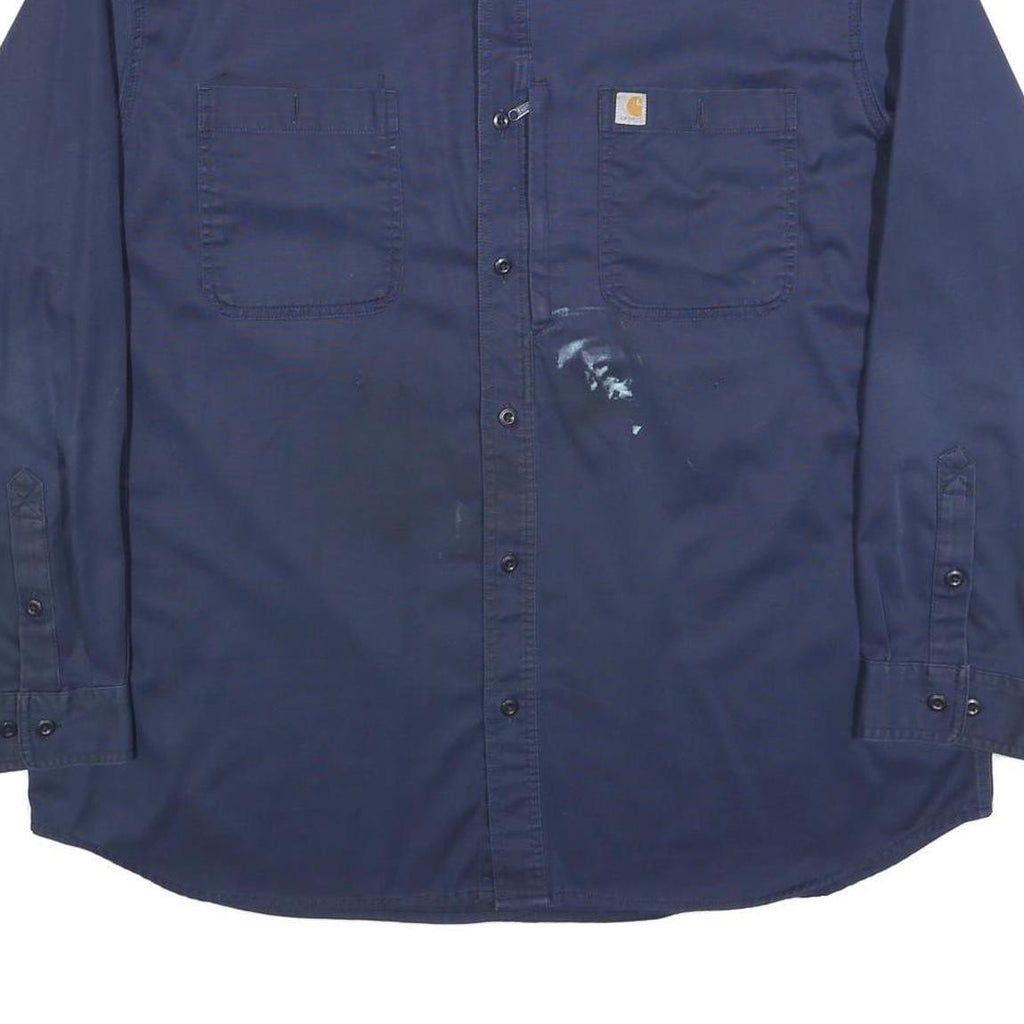 CARHARTT Mens Navy Blue Work Shirt 2XL Cotton Blend Durable Button-Down