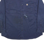 CARHARTT Mens Navy Blue Work Shirt 2XL Cotton Blend Durable Button-Down