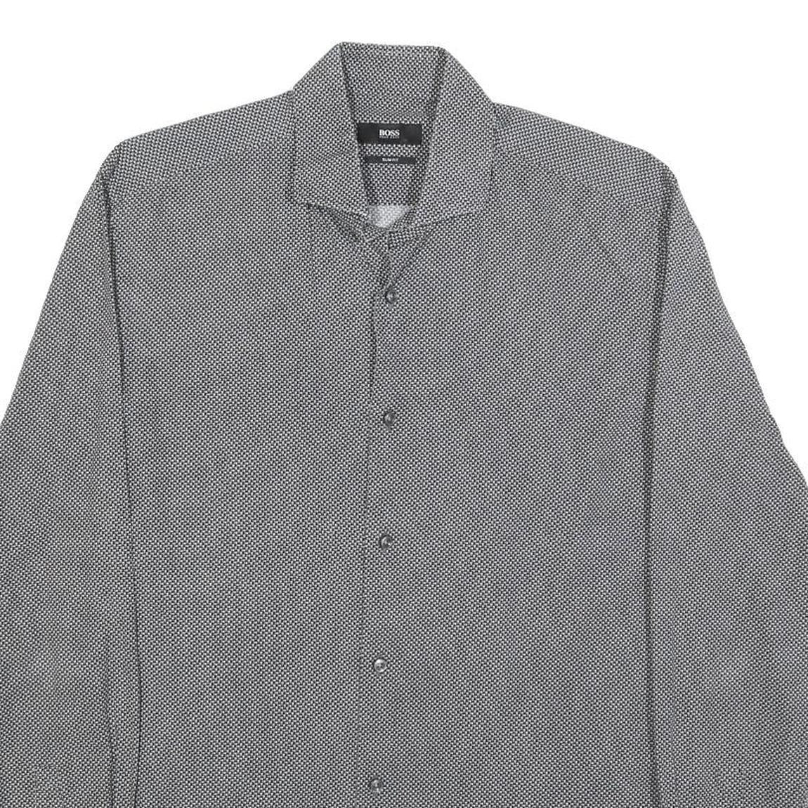 BOSS HUGO BOSS Mens Black Slim Shirt M Stylish Patterned Formal Wear