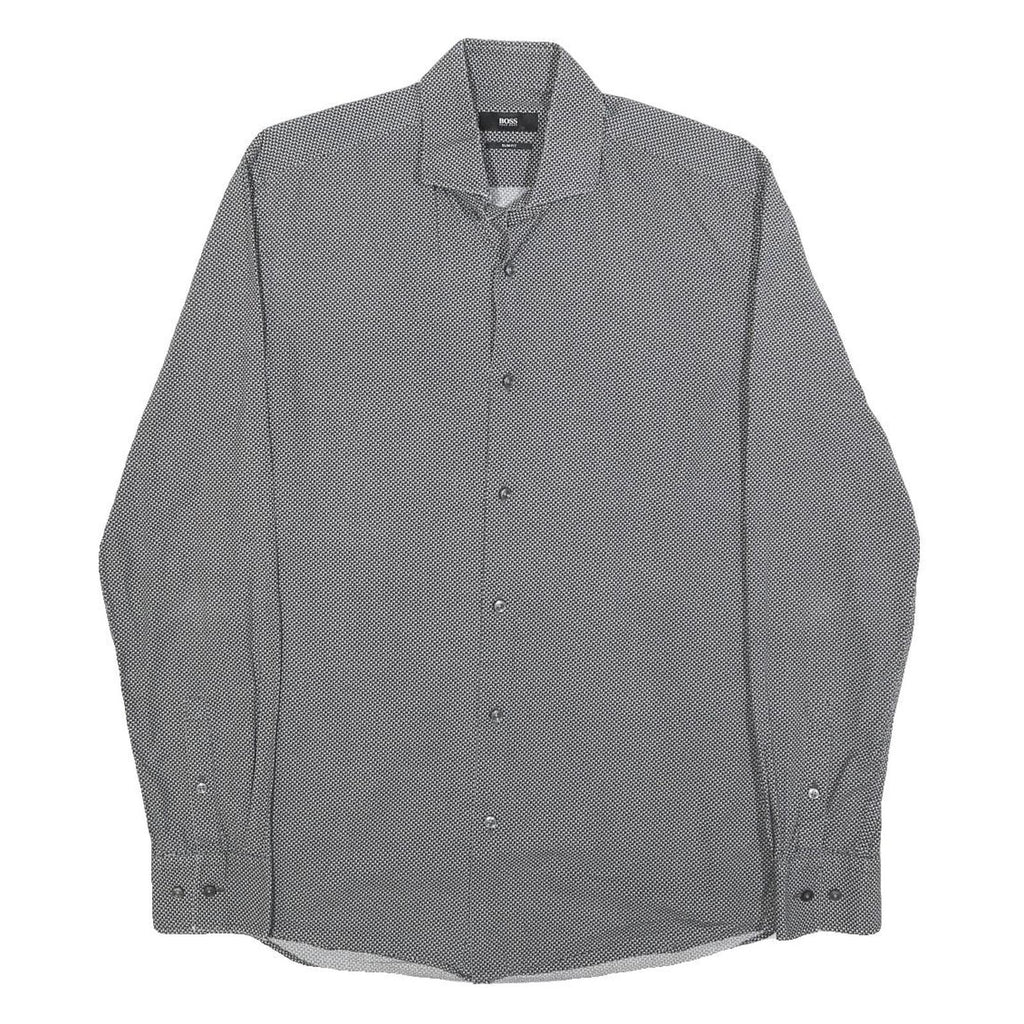 BOSS HUGO BOSS Mens Black Slim Shirt M Stylish Patterned Formal Wear