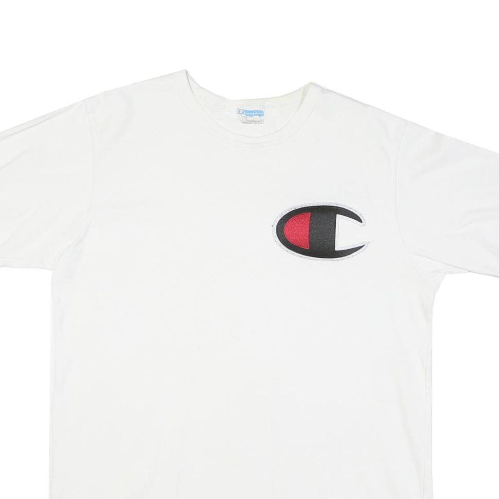 CHAMPION Mens White Cotton Blend Graphic T-Shirt L Short Sleeve Crew Neck