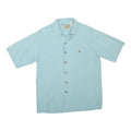 CARIBBEAN Mens Blue Silk Shirt S Lightweight Casual Summer Button Front