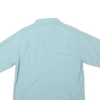 CARIBBEAN Mens Blue Silk Shirt S Lightweight Casual Summer Button Front