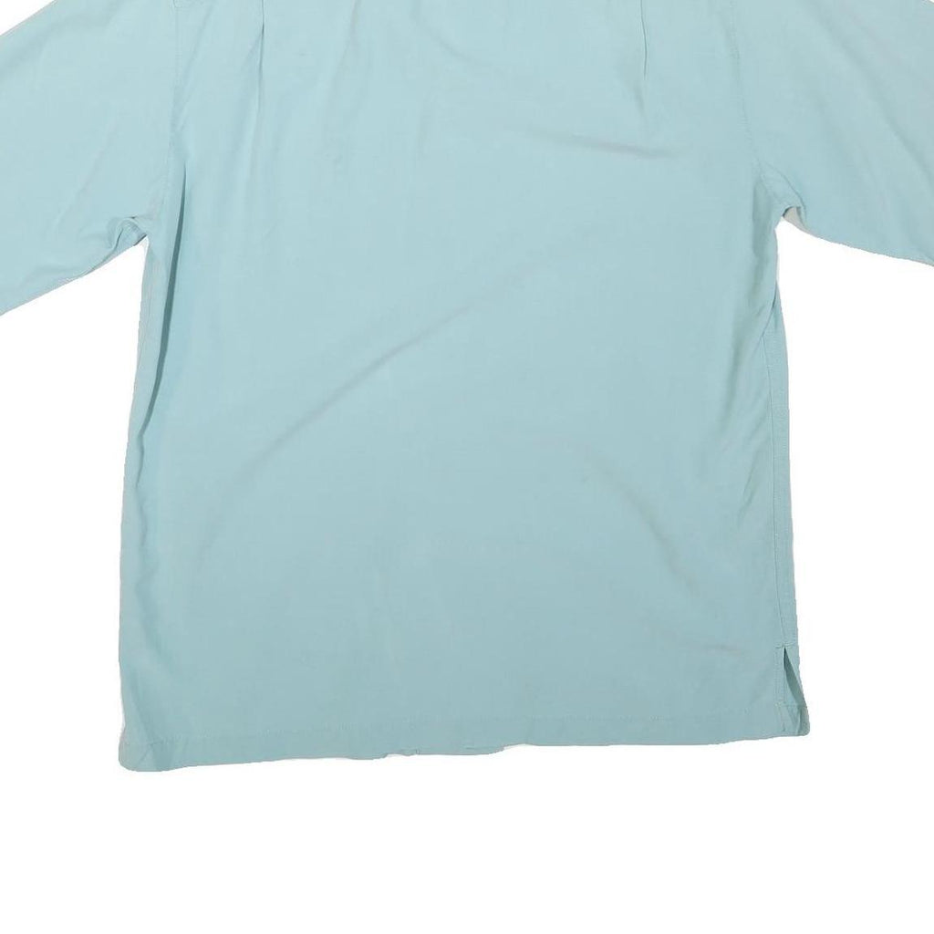 CARIBBEAN Mens Blue Silk Shirt S Lightweight Casual Summer Button Front