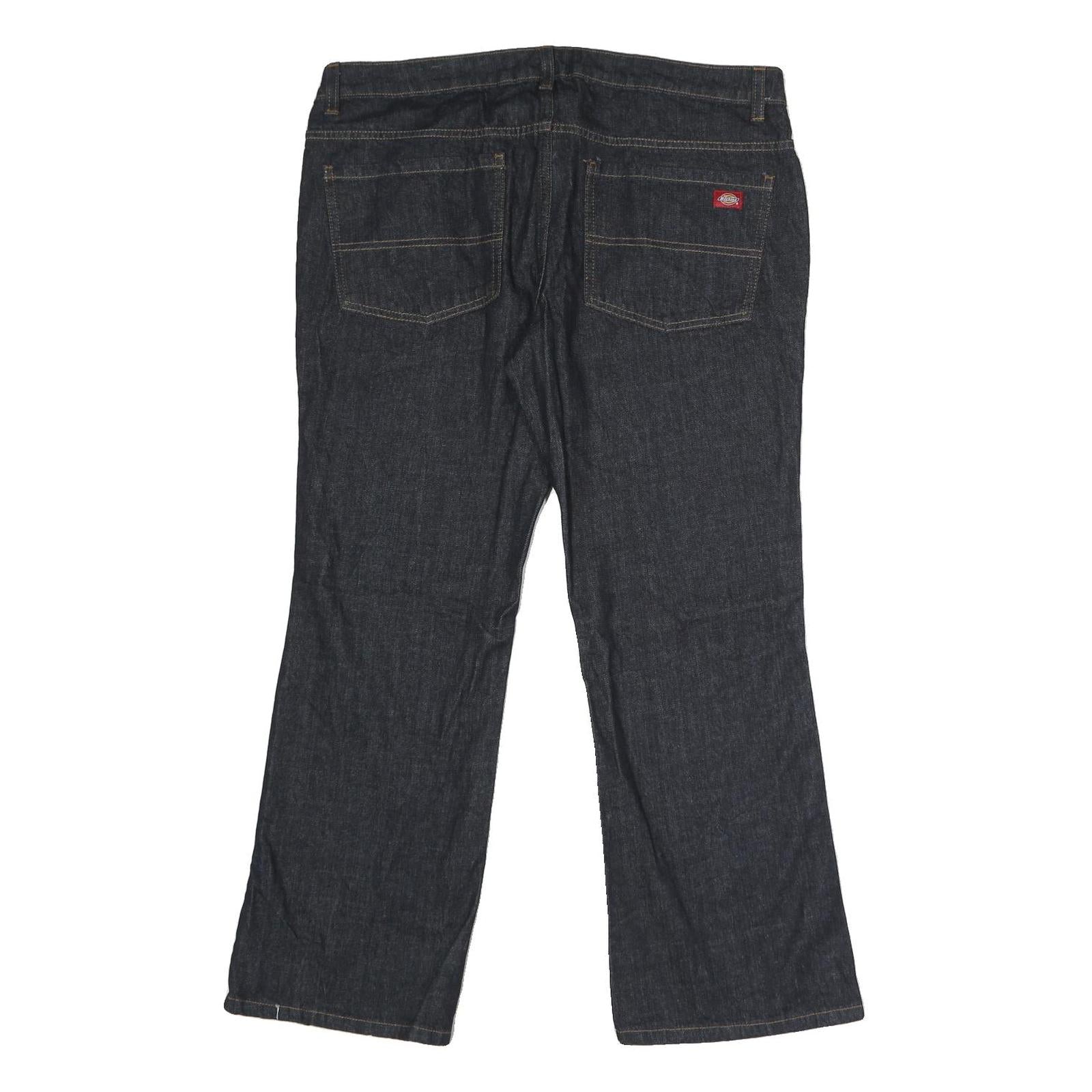 DICKIES Womens Jeans Blue Relaxed Straight Denim Dark W36 L28 Zip Closure