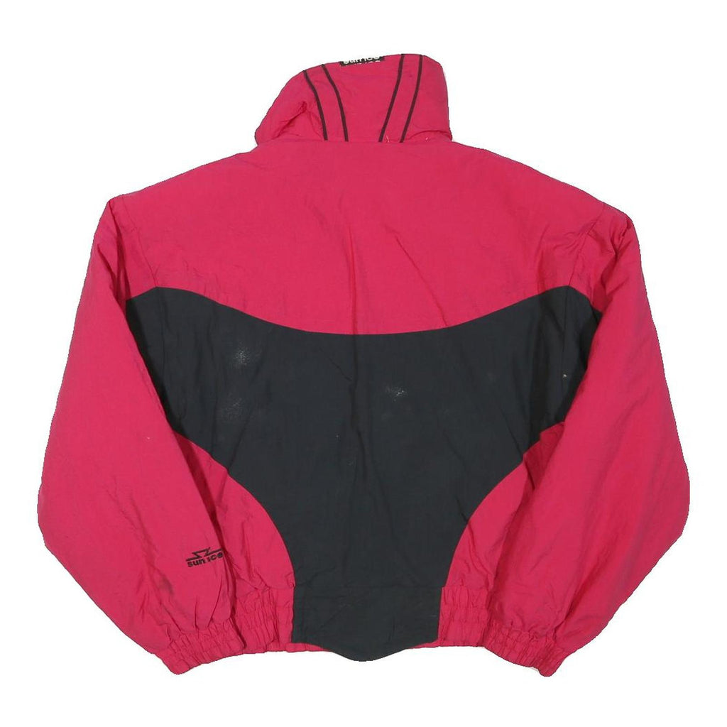 SUNICE Womens Pink & Black Zip Jacket S Polyester Blend Colourblock Sportswear